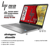 Notebook HP 250 G9, 16 Gb DDR 4 RAM, 256 GB SSD, 15,6" FullHD displej, CPU Intel N 4500, Wi-Fi6, LAN, 3 USB, HD webkamera, Win 1